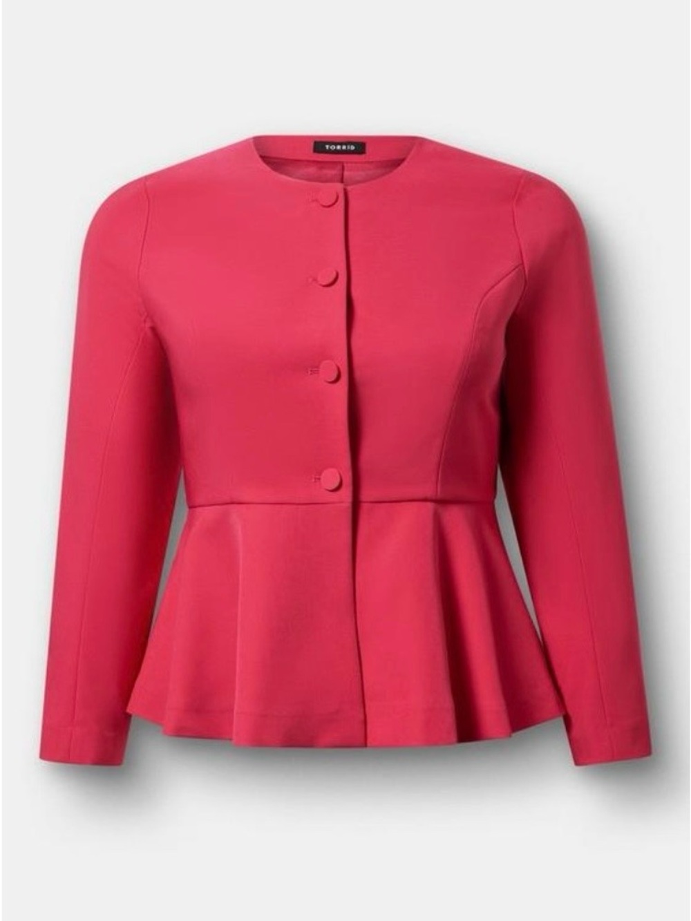 Torrid Studio Crepe Peplum Jacket Cerise Pink Size 00/10 NWT
